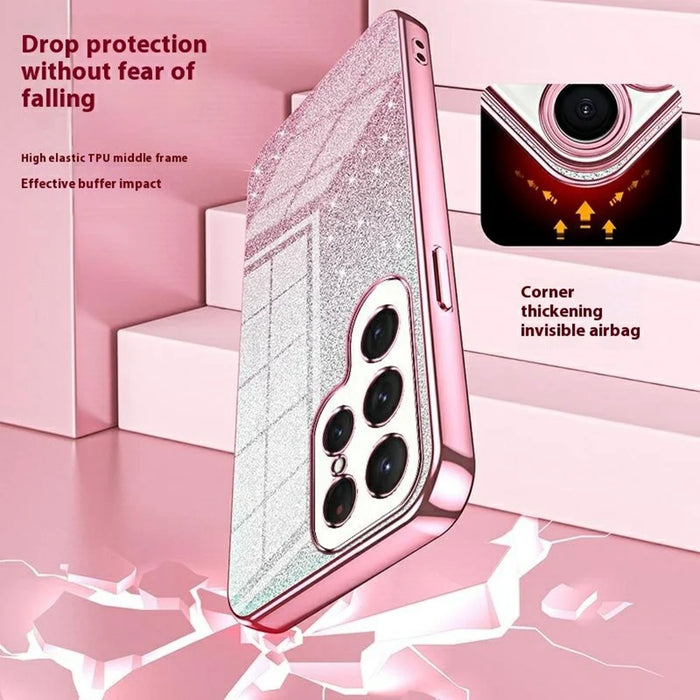 For Samsung Galaxy S26 Ultra Case Electroplating Gradient Glitter TPU Phone Cover - Pink - 6