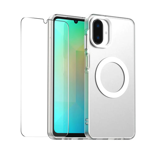 ENKAY HAT PRINCE For Samsung Galaxy A07 4G Magnetic Case with 9H Tempered Glass   PC TPU Phone Cover - White - 1