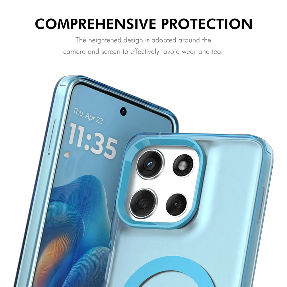 ENKAY HAT PRINCE For Motorola Moto G86 5G Magnetic Case with 9H Tempered Glass   PC TPU Phone Cover - White - 4