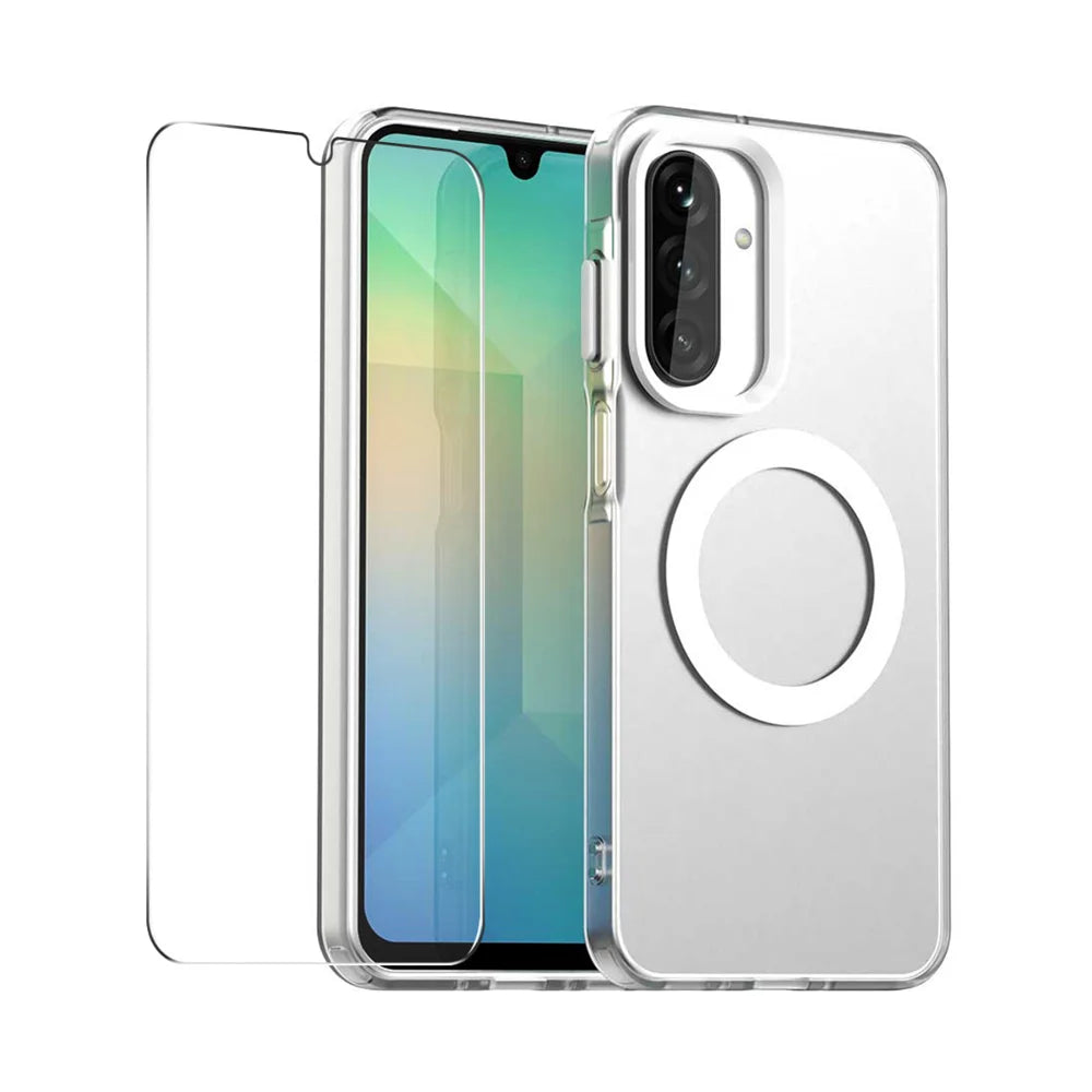 ENKAY HAT PRINCE For Samsung Galaxy A17 4G / Galaxy A26 5G / Galaxy A17 5G Magnetic Case with 9H Tempered Glass   PC TPU Phone Cover - White - 1