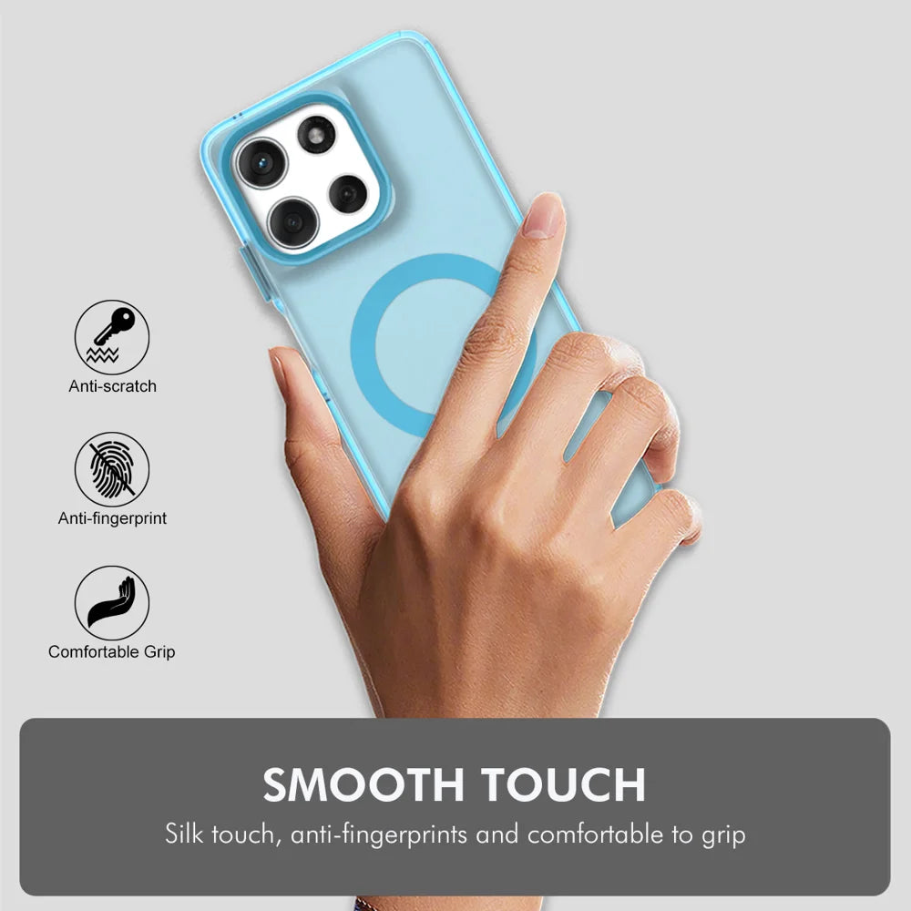 ENKAY HAT PRINCE For Motorola Moto G56 5G Magnetic Case with 9H Tempered Glass   PC TPU Phone Cover - White - 6