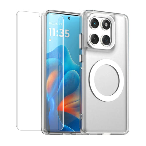 ENKAY HAT PRINCE For Motorola Edge 60 5G / Motorola Edge 60 Fusion 5G  Magnetic Case with Hydrogel Film PC TPU Phone Cover - White - 1