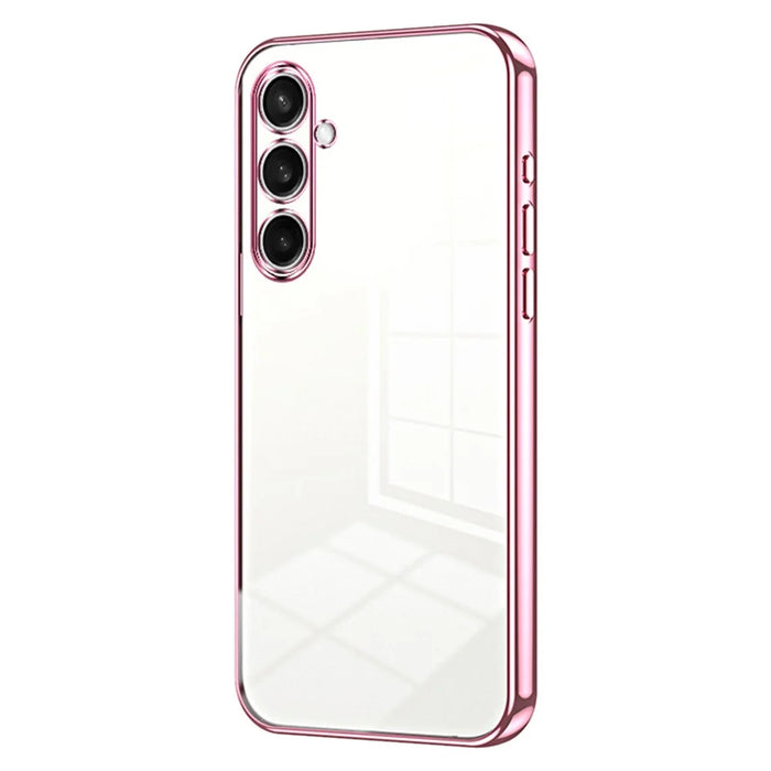 For Samsung Galaxy A55 5G Case Electroplating Frame Soft TPU Phone Cover - Pink - 1