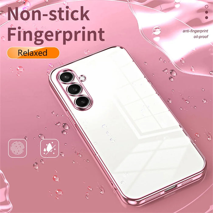 For Samsung Galaxy A55 5G Case Electroplating Frame Soft TPU Phone Cover - Pink - 4