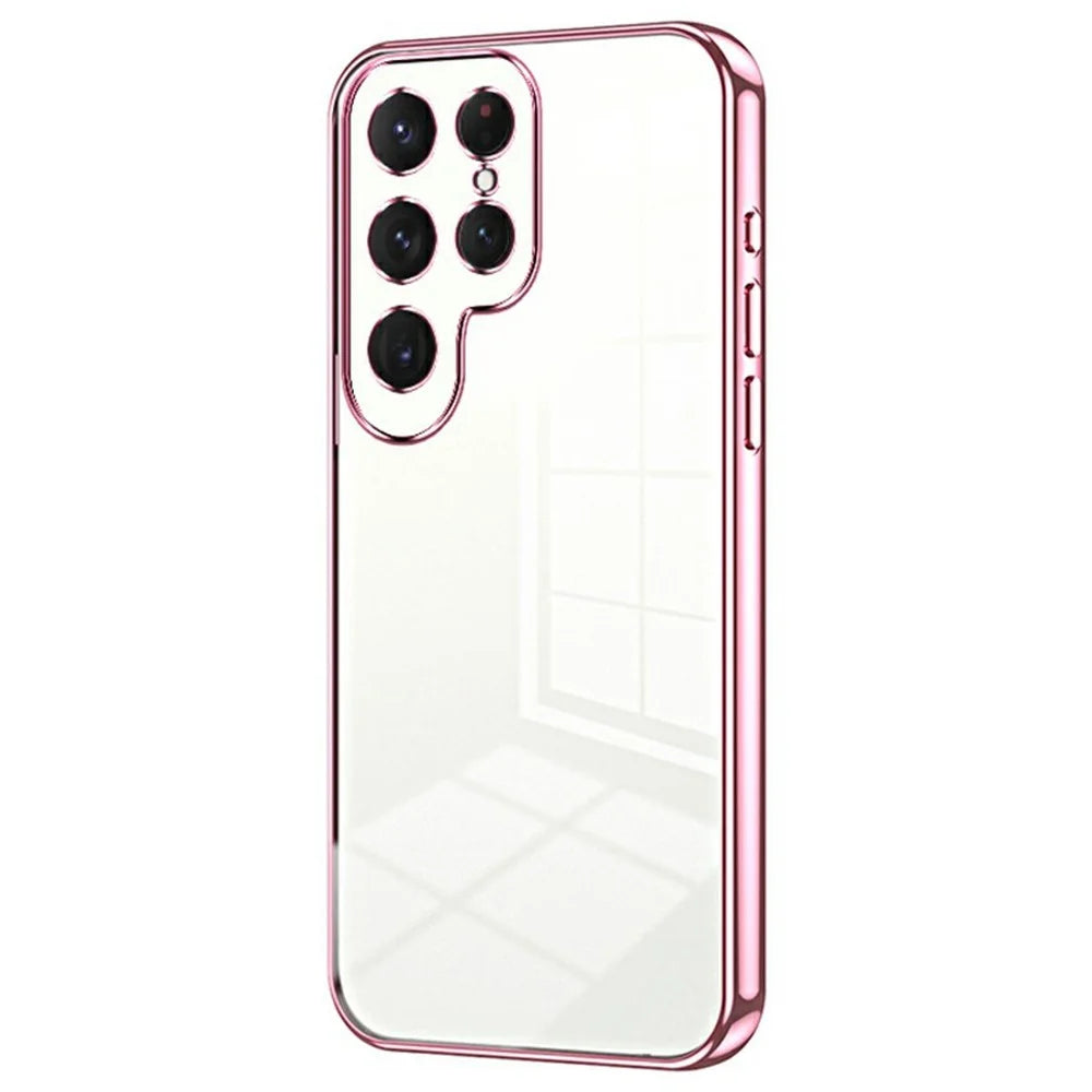 For Samsung Galaxy S26 Ultra Case Electroplating Frame Soft TPU Phone Cover - Pink - 1