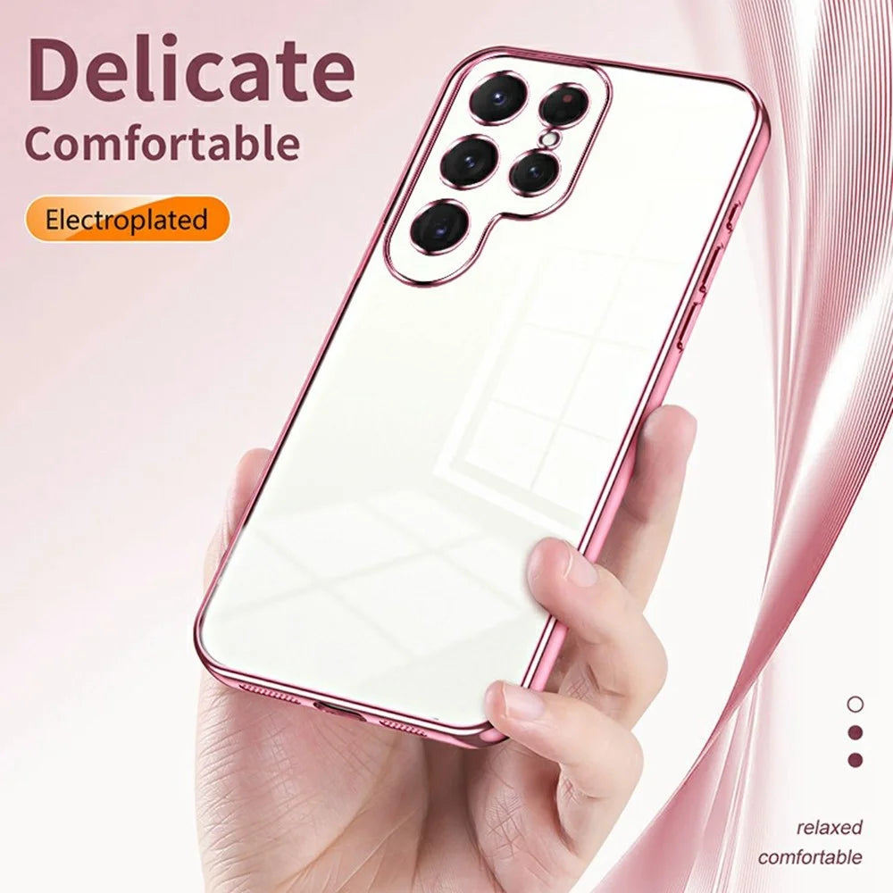 For Samsung Galaxy S26 Ultra Case Electroplating Frame Soft TPU Phone Cover - Pink - 5