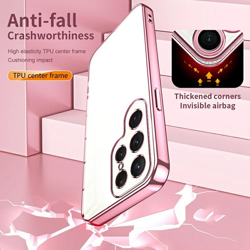 For Samsung Galaxy S26 Ultra Case Electroplating Frame Soft TPU Phone Cover - Pink - 6