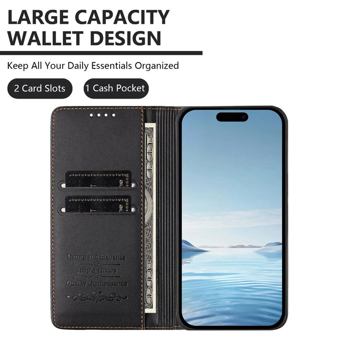 For Samsung Galaxy S25 Ultra Case RFID Blocking Wallet Stand Imprinted Cat Pattern Leather Phone Cover - Black - 4