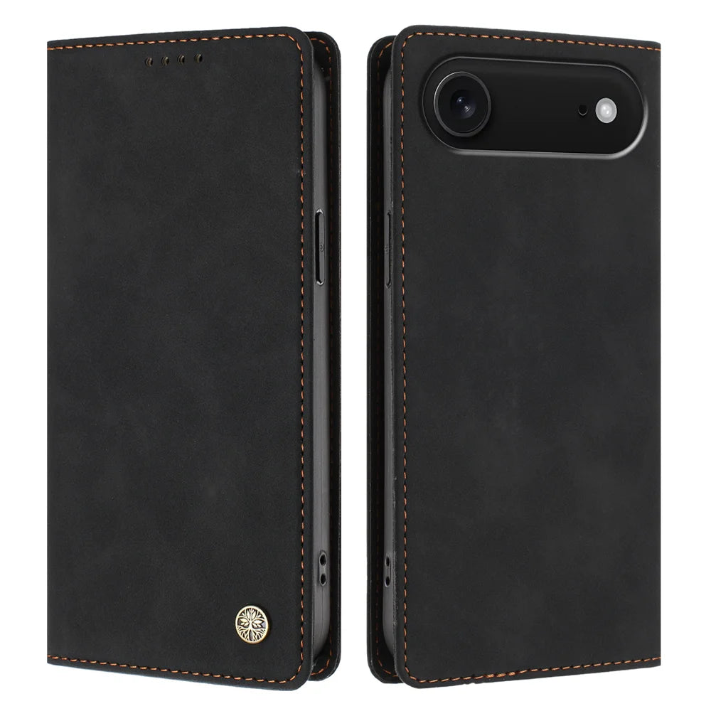 For iPhone Air Case HX RFID Blocking Wallet Stand Leather Flip Phone Cover - Black - 1