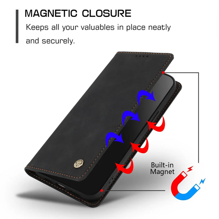 For iPhone 16 Pro Case HX RFID Blocking Wallet Stand Leather Flip Phone Cover - Black - 3