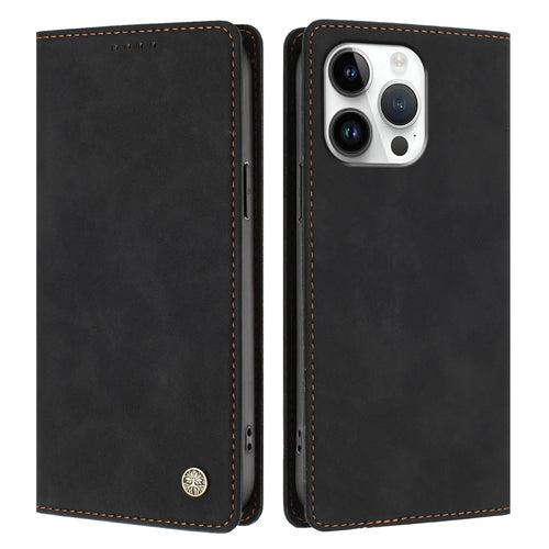 For iPhone 16 Pro Max Case HX RFID Blocking Wallet Stand Leather Flip Phone Cover - Black - 1