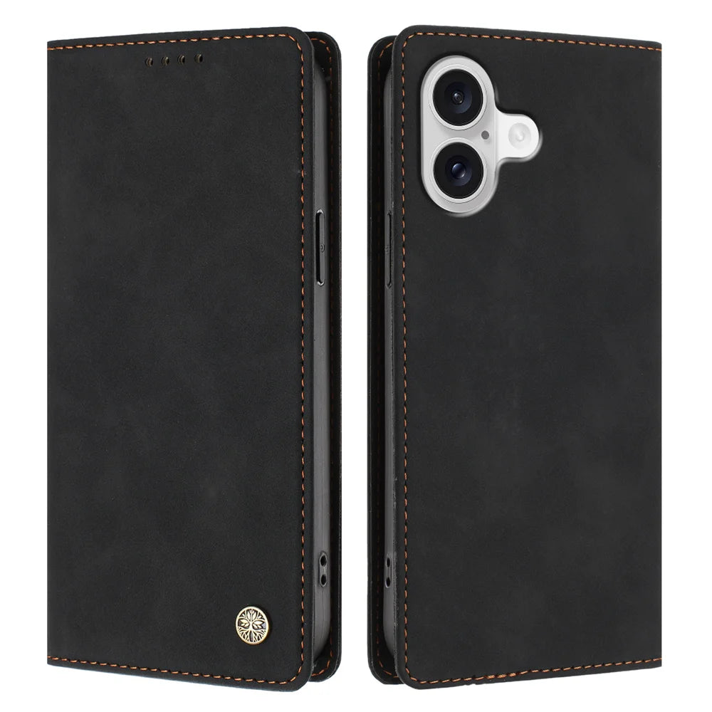 For iPhone 17 Case HX RFID Blocking Wallet Stand Leather Flip Phone Cover - Black - 1
