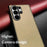 For Samsung Galaxy S24 Ultra Case Silk-Textured PU Leather Coated PC TPU Protective Phone Back Cover - Gold - 3