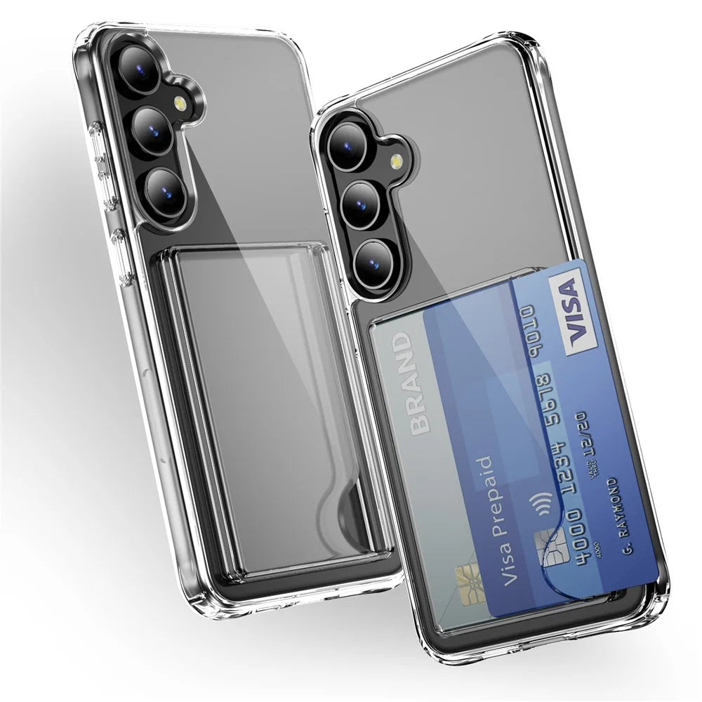 For Samsung Galaxy S26+ Case Protective TPU Phone Cover with Card Holder - Transparent - 2
