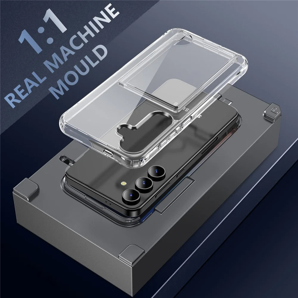 For Samsung Galaxy S26+ Case Protective TPU Phone Cover with Card Holder - Transparent - 4
