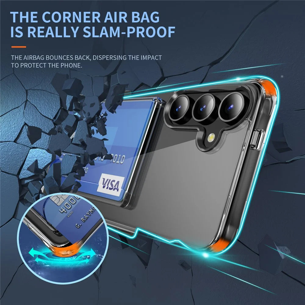 For Samsung Galaxy S26+ Case Protective TPU Phone Cover with Card Holder - Transparent - 5