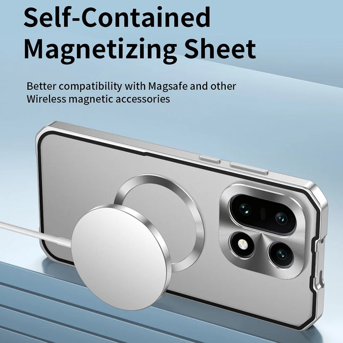 For OnePlus 15 5G Magnetic Case Hard PC Metal Frame Frosted Phone Back Cover - Silver - 6