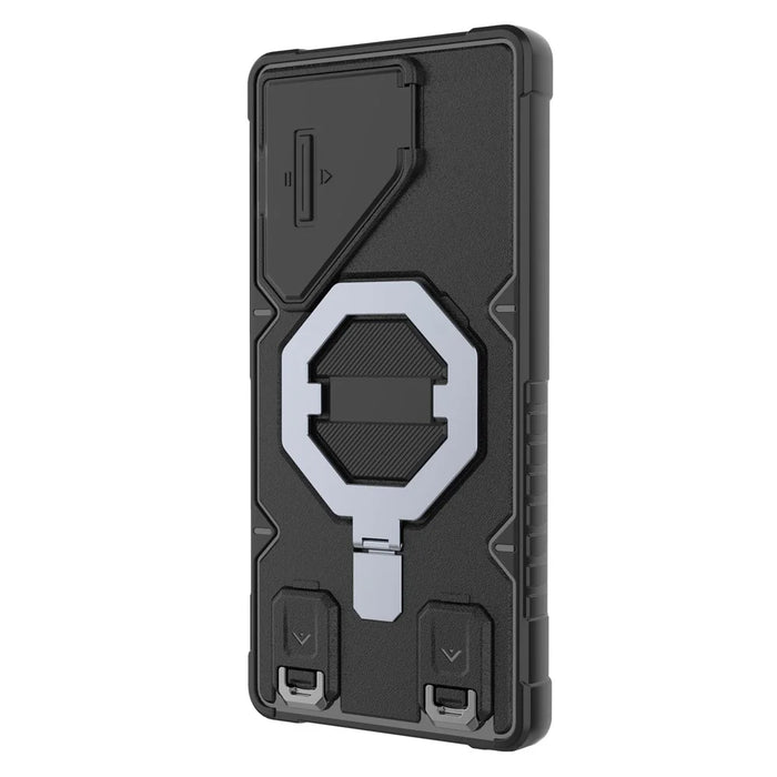 For Samsung Galaxy S25 Ultra Magnetic Case PC + TPU Kickstand Phone Cover with Lanyard - Black - 4