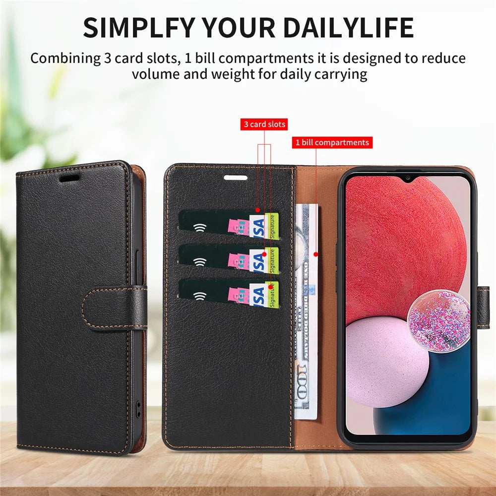 For Samsung Galaxy S26+ Case Magnetic RFID Blocking Leather Phone Wallet Cover - Black - 5
