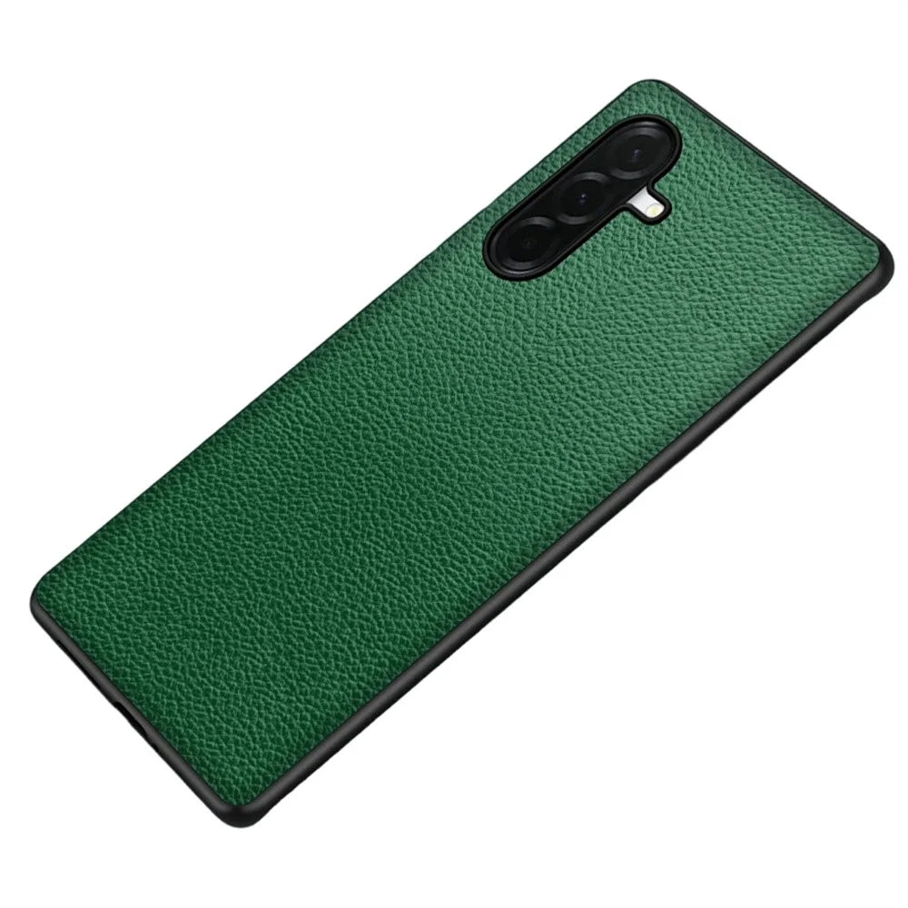 For Samsung Galaxy S24 Case Litchi Texture PU Leather Coated PC + TPU Protective Phone Back Cover - Green - 1