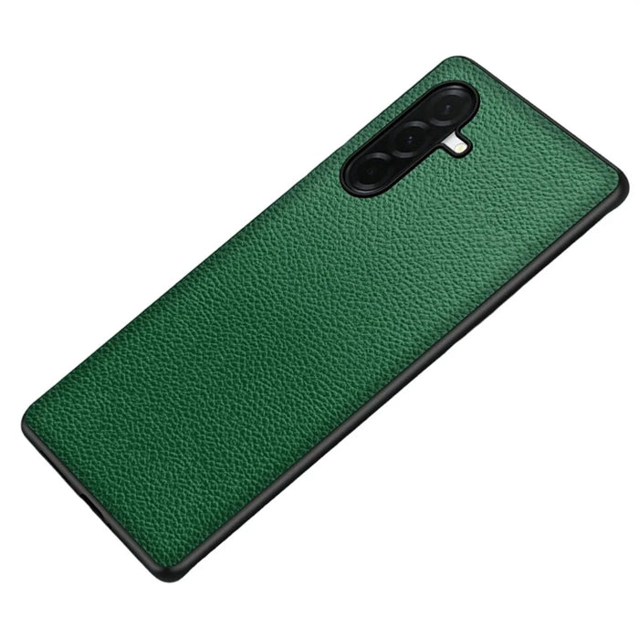 For Samsung Galaxy S24 Case Litchi Texture PU Leather Coated PC + TPU Protective Phone Back Cover - Green - 1