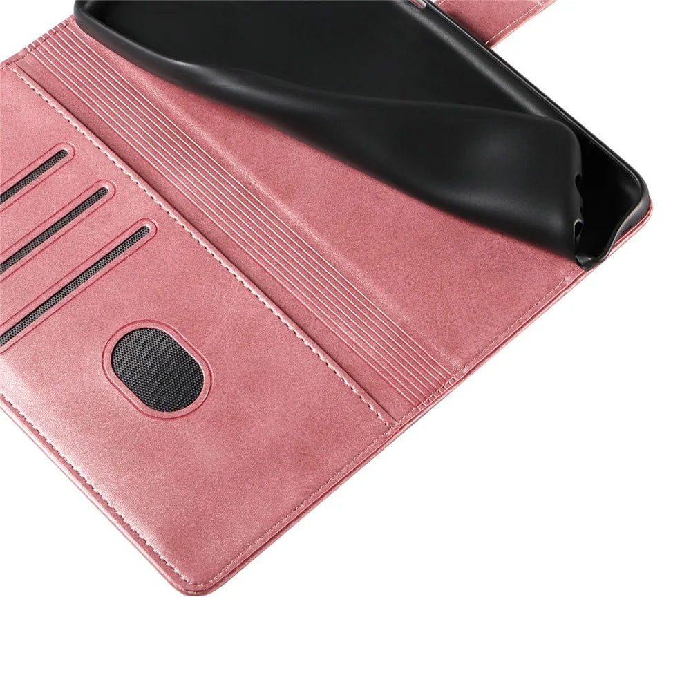 For Samsung Galaxy A18 5G / A18 4G / A17 5G / A17 4G Case Leather Stand Phone Shell with Magnetic Closure - Rose Gold - 5
