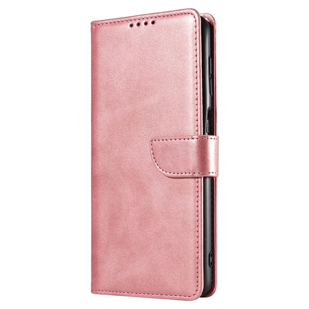 For Samsung Galaxy A18 5G / A18 4G / A17 5G / A17 4G Case Leather Stand Phone Shell with Magnetic Closure - Rose Gold - 7