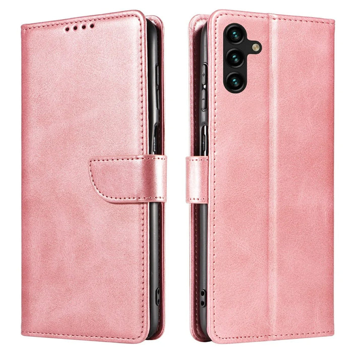 For Samsung Galaxy A37 5G Case Leather Stand Phone Shell with Magnetic Closure - Rose Gold - 1