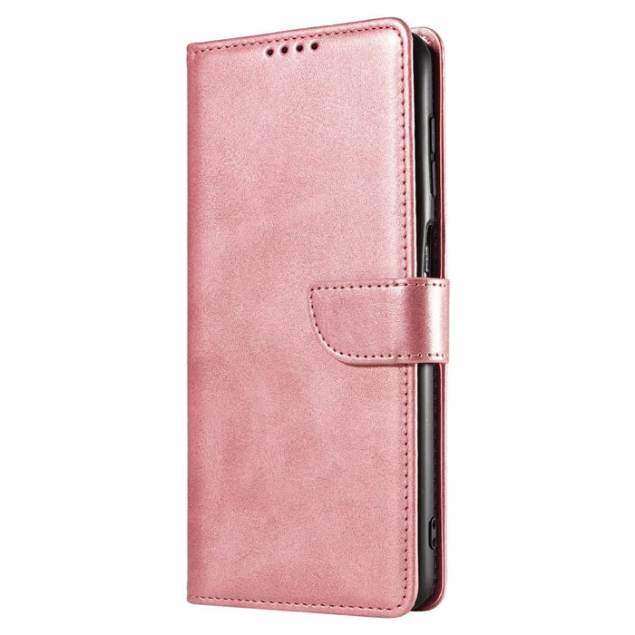 For Samsung Galaxy A37 5G Case Leather Stand Phone Shell with Magnetic Closure - Rose Gold - 7