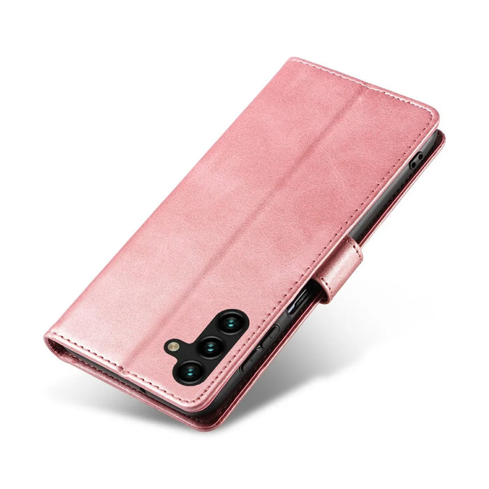 For Samsung Galaxy S26 Case Leather Stand Phone Shell with Magnetic Closure - Rose Gold - 4