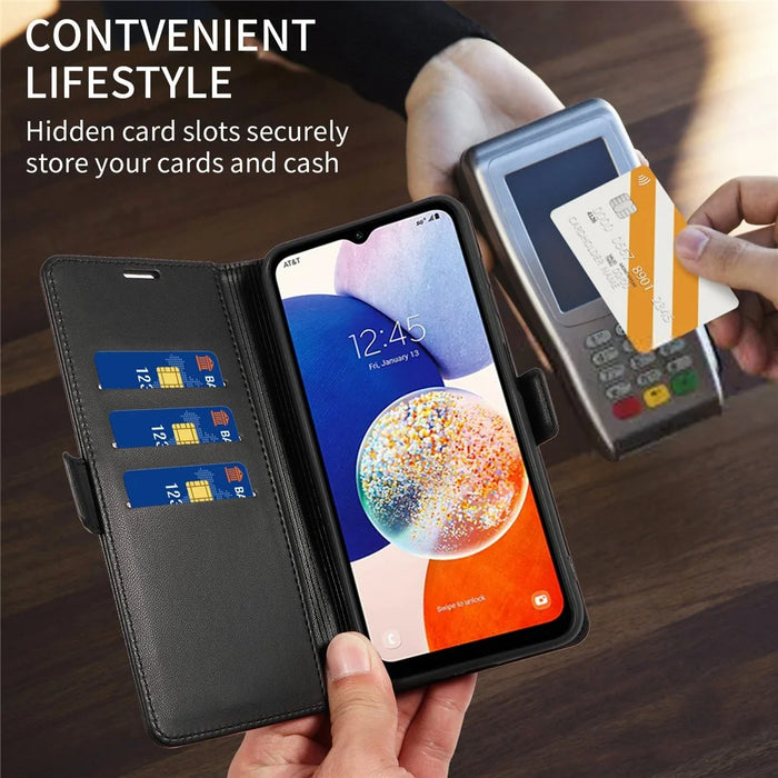 For Samsung Galaxy S26+ Case Side Magnetic Clasp RFID Blocking Leather Phone Wallet Cover - Black - 2