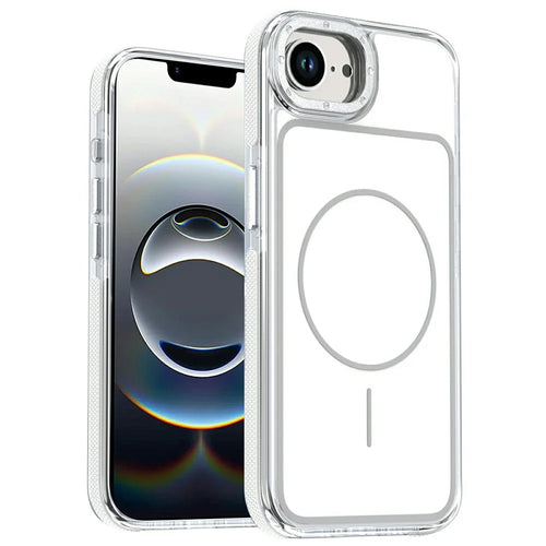 For iPhone 17e / 16e Magnetic Case Dual Color Shockproof TPU PC Phone Cover Compatible with MagSafe - White - 1