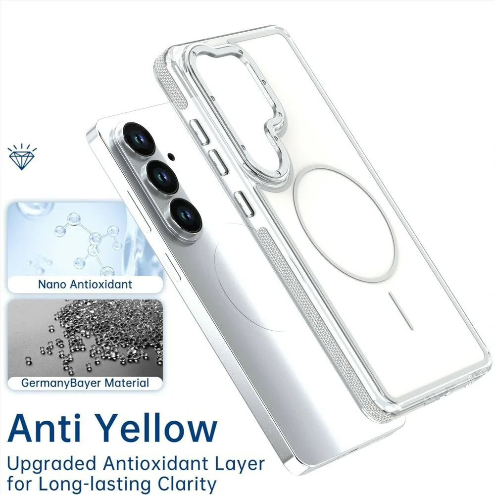 For Samsung Galaxy S26 Magnetic Case Dual Color Shockproof TPU PC Phone Cover - White - 6