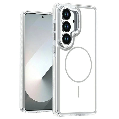 For Samsung Galaxy S26+ Magnetic Case Dual Color Shockproof TPU PC Phone Cover - White - 1