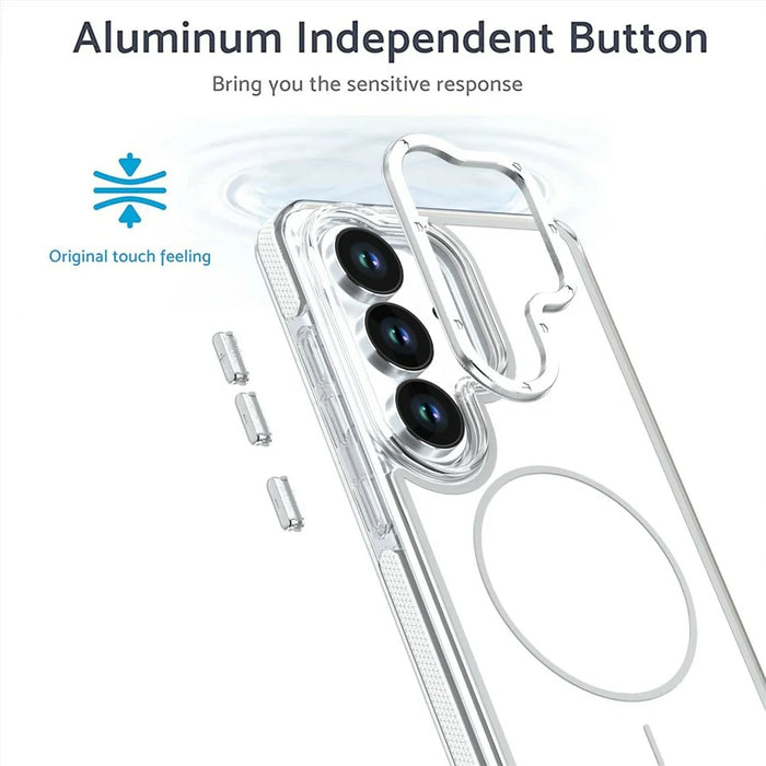 For Samsung Galaxy S26+ Magnetic Case Dual Color Shockproof TPU PC Phone Cover - White - 2