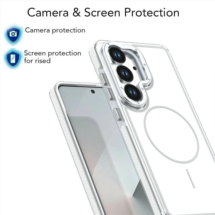 For Samsung Galaxy S26+ Magnetic Case Dual Color Shockproof TPU PC Phone Cover - White - 4
