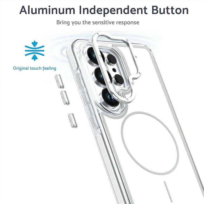For Samsung Galaxy S26 Ultra Magnetic Case Dual Color Shockproof TPU PC Phone Cover - White - 2