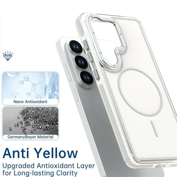 For Samsung Galaxy S26 Ultra Magnetic Case Dual Color Shockproof TPU PC Phone Cover - White - 5