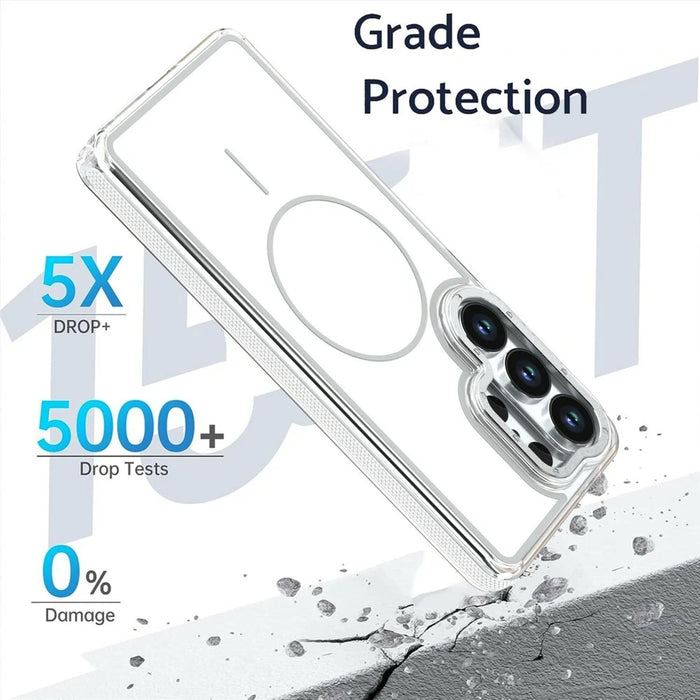 For Samsung Galaxy S25 Ultra Magnetic Case Dual Color Shockproof TPU PC Phone Cover - White - 3