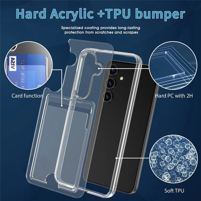For 	Samsung Galaxy S26+ Case TPU + PC + Acrylic Cell Phone Cover with Card Holder - Transparent - 5