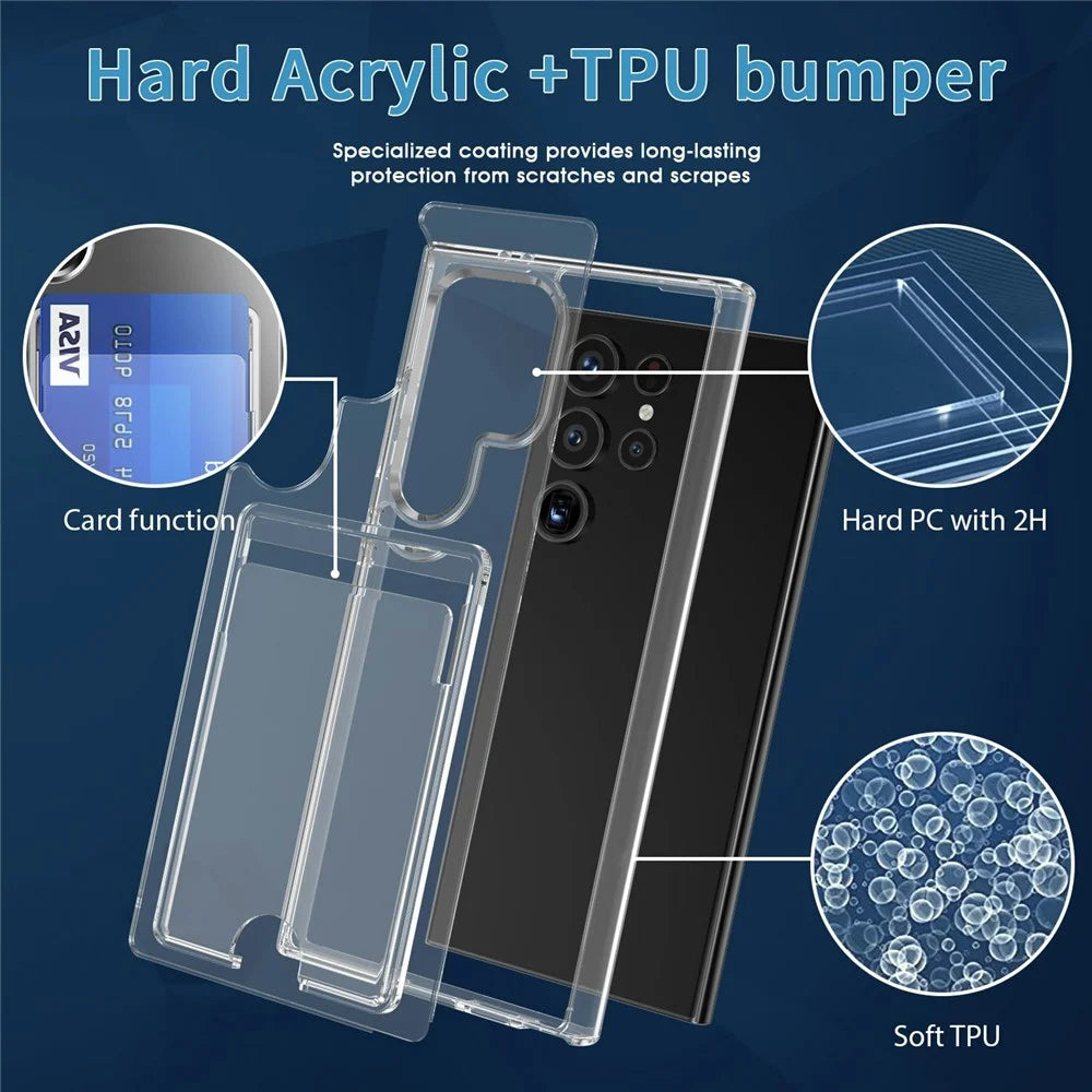 For Samsung Galaxy S26 Ultra Case TPU + PC + Acrylic Cell Phone Cover with Card Holder - Transparent - 5