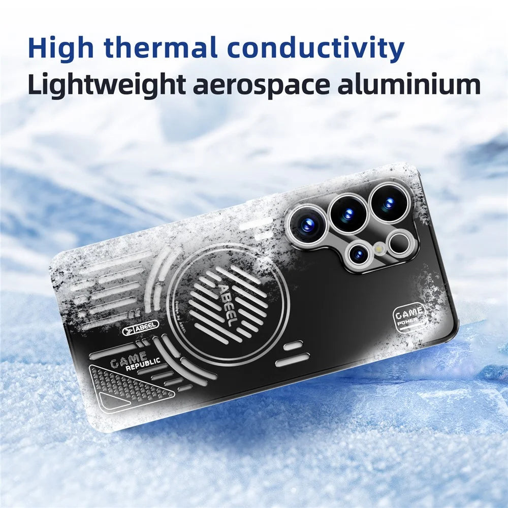 ABEEL For Samsung Galaxy S26 Ultra Magnetic Case Aluminium Alloy + PC + TPU Hollow Heat Dissipation Phone Cover - Black - 4