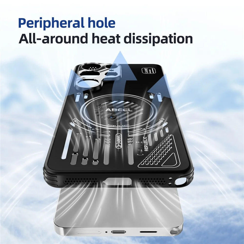 ABEEL For Samsung Galaxy S26 Ultra Magnetic Case Aluminium Alloy + PC + TPU Hollow Heat Dissipation Phone Cover - Black - 6
