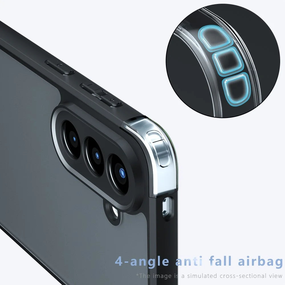For Samsung Galaxy A57 5G Case Skin-Touch TPU + PC Matte Phone Back Cover - Transparent Black - 5