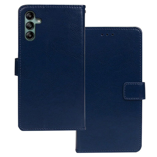 IDEWEI For Samsung Galaxy A04s 4G (164.7mm) Magnetic Closure Wallet Phone Case Crazy Horse Texture PU Leather Flip Cover with Stand Function - Blue - 1
