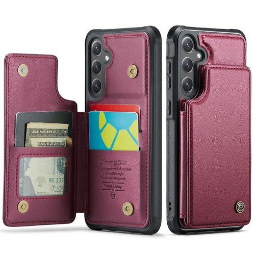 CASEME For Samsung Galaxy S26 Case with RFID Blocking 5 Card Slots  C22 Leather Back Cover - Red - 1