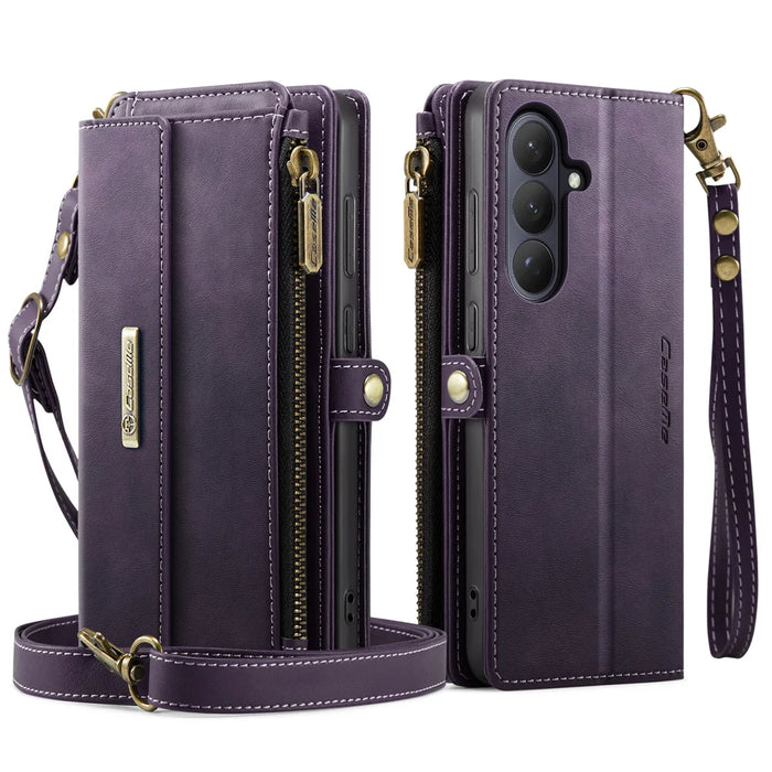 CASEME For Samsung Galaxy S26 Case  C39 RFID Blocking Zipper Wallet Stand Leather Cover with Strap - Purple - 2
