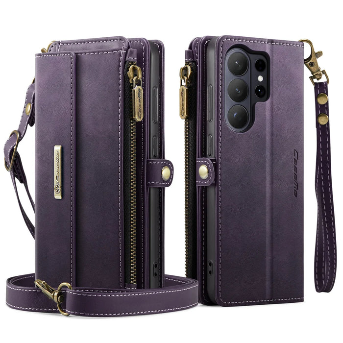 CASEME For Samsung Galaxy S26 Ultra Case  C39 RFID Blocking Zipper Wallet Stand Leather Cover with Strap - Purple - 2