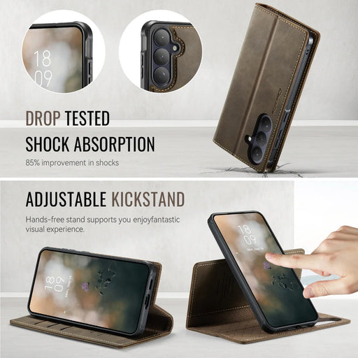 CASEME For Samsung Galaxy S26 Magnetic Case  C49 RFID Blocking Detachable Wallet Leather Phone Cover - Coffee - 2