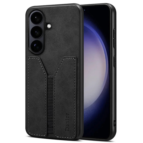 DENIOR For Samsung Galaxy S26 Case Elastic Card Holder PU Leather + TPU + PC Phone Cover - Black - 1